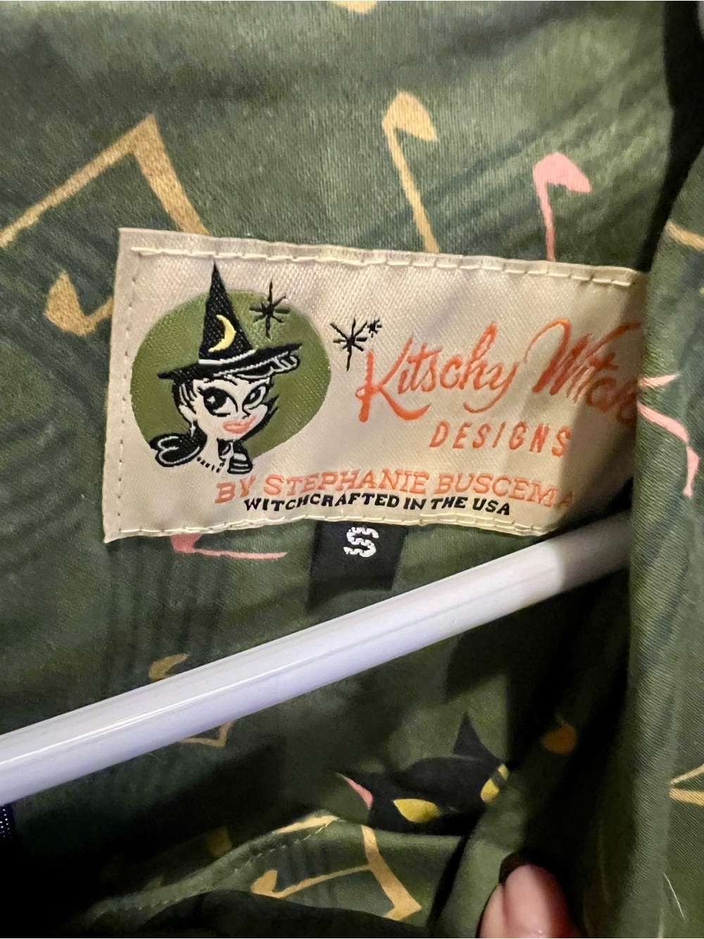 Kitschy Witch Designs Green Jazz Cats Dress